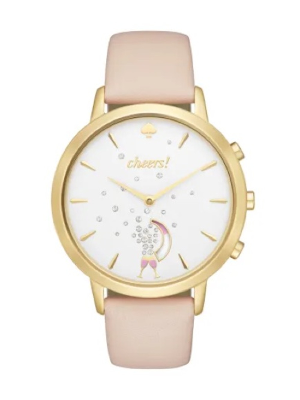 Kate Spade Metro Cheers hybrid smartwatch beige leather band gold-tone case